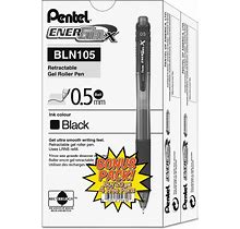 Pentel - Energel-X Retractable Roller Gel pen.5mm Black Barrel Black Ink - 24/Pack | Shelhealth