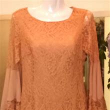 Venus Dresses | Venus Blush Lace Trumpet Sleeved Dress | Color: Orange | Size: 2