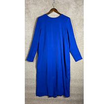 H&M Shift Dress Womens Size 10 Cobalt Blue Long Sleeve Open Back Side
