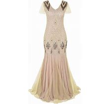 Womens 1920S Vintage Sequins Fringe Long Gatsby Flapper Dress Formal Wedding Evening Maxi Gown Party Cocktail Dresses