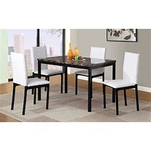 Roundhill Furniture 5 Piece Citico Metal Dinette Set With Laminated Faux Marble Top - White