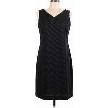 Danny & Nicole Cocktail Dress - Sheath V Neck Sleeveless: Black Print Dresses - Women's Size 10
