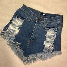 Fashion Nova Shorts | Denim Distressed Shorts | Color: Blue | Size: S