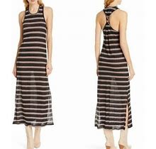 Joie Striped Brellen Linen Twisted Racerback Maxi Dress Sun Dress Size