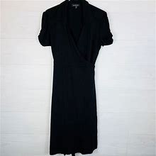 Bebe Dresses | Bebe Womens M Black Wrap Dress Ruffled Sleeves | Color: Black | Size: M