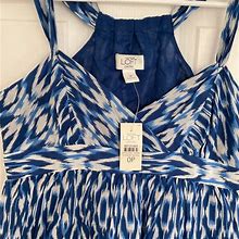 Loft Dresses | Nwt Ann Taylor Loft Blue & White Ikat Print Silk & Cotton Sun Dress 0P 0 Petite | Color: Blue/White | Size: 0P