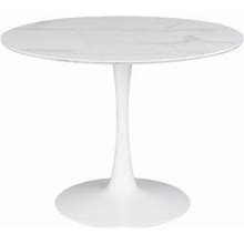 Coaster 40" Round Pedestal Contemporary Wood Dining Table In White