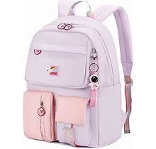 LISINUO Kids Backpacks For Girls Backpack School Bookbag For Teenage Cute Book Bag Send Pendant (Purple)