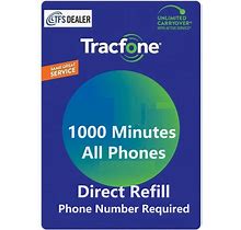 Tracfone 1000 Minutes For All Phones(Flip OK) Direct Refill, Phone Number Needed