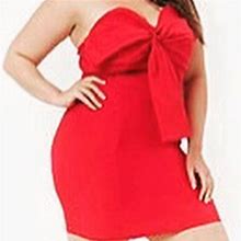 Forever 21 Dresses | Bow Front Strapless Dress | Color: Red | Size: 3X