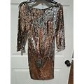 Premier Amour Sequins Glitter Bodycon Dress Long Sleeve Mini Dress $89.00 Value