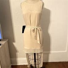 Bebe Dresses | Sheer Tail Sleeveless Silk Dress | Color: Cream | Size: 4