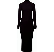 Women's Black Adriana Maxi Ribbed Wool Dress | Medium | Rumour London