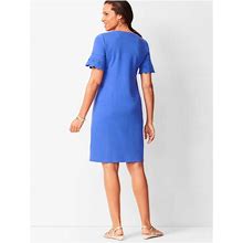 Talbots Dresses | Talbots | Embroidered-Sleeve Shift Dress | Color: Blue | Size: M