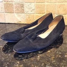 Women's Vintage Ana Bonilla Collection Black Suede Flats Size 7.5 Narrow