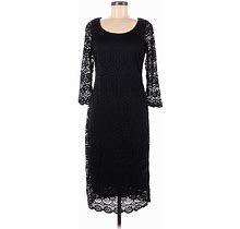 Liz Claiborne Cocktail Dress Boatneck 3/4 Sleeve: Black Dresses - Women's Size 6