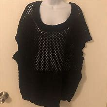 Venus Sweaters | Venus Knitted/Net Sweater, Short Wide Sleeve Size 1X, Black | Color: Black | Size: 1X