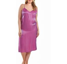 Icollection Skyler Plus Size Irredesant Satin Dress With Adjustable Straps - Purple - Size 3X