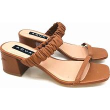Aqua Lolah Slip On Sandals- Tan Leather, Us 7m Used