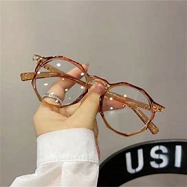 1Pc Women's Simple Full Rim Round Plastic Frame Non-Prescription Glasses,