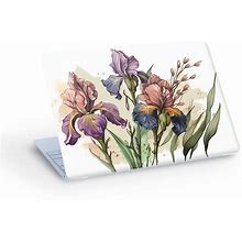 Painted IRIS Flowers LAPTOP SKIN Decal Sticker, Watercolor Iris Flowers Macbook Skin, Iris Flowers Laptop Skin Decal - Custom Size
