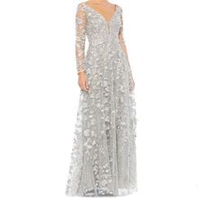 Mac Duggal Dresses | Mac Duggal Floral Appliqu Long Sleeve A Line Gown New With Tag Stunning | Color: Gray/Silver | Size: Various