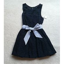 Abercrombie Women Junior Vintage Cotton Blend Knit Lace Navy Sun Dress