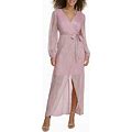 Siena Women's Faux-Wrap Maxi Dress - Pink/Gold - Size 10
