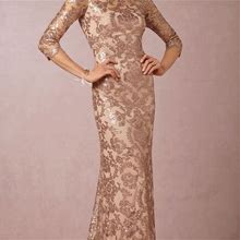 Rose Gold Sequence Long Dress | Color: Gold | Size: 4