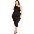 Plus Size Women's Ruched One Shoulder Dress By ELOQUII In Black Onyx (Size 24)