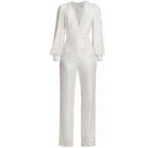Sachin & Babi Women's Presly Bridal Sequin Jumpsuit - Clear Ivory - Size 6