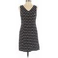 Ann Taylor Factory Casual Dress - A-Line V Neck Sleeveless: Black Polka Dots Dresses - Women's Size 2 Petite