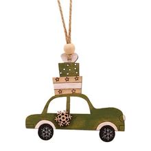 Follure 1Pc Wooden Hanging Christmas Tree Cabin Elk Car Ornament Xmas Party Home Decor