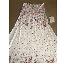 Lularoe Maxi White Red Cherry Blossom Ombré Skirt Dress Xl 18/20 16/18