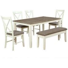 Powell Jane 6 Piece Dining Set In White And Gray