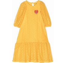Mini Rodini - Balloon-Sleeve Lace Dress - Kids - Organic Cotton/Polyamide - 116-122 - Yellow