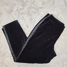 A Day Women's Black Velvet Mid-Rise Ankle Tuxedo Pants Size 6 Stretch