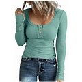 Knosfe Long Sleeve Basic Tops For Women Ruched Cute V Neck Sexy Plus Size Shirts Fall Fitted Ribbed Knit Fashion Women's Clothing Slim Fit Dressy Casu