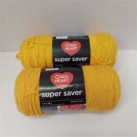 Red Heart Super Saver Yarn, Medium, Acrylic, 7 Oz., Saffron, Lot Of 2 Skeins