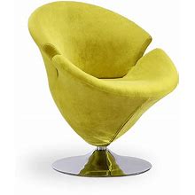Manhattan Comfort Mid Century Moderb Velvet Upholstered Tulip Design Living Room Accent Chair, 27.5", Single, Green