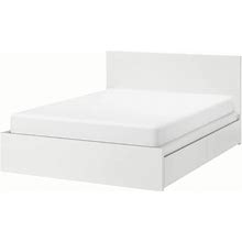 IKEA - Malm High Bed Frame/2 Storage Boxes, White, King