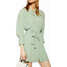 Topshop Dresses | Topshop Pintuck Belted Minidress | Color: Green | Size: 6