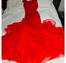 Sherri Hill Dresses | Beautiful Red Bride's Dress, Worn Only Once, Excellent Condition, Size 10. | Color: Red | Size: 10