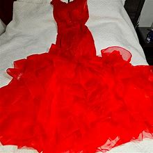 Sherri Hill Dresses | Beautiful Red Bride's Dress, Worn Only Once, Excellent Condition, Size 10. | Color: Red | Size: 10