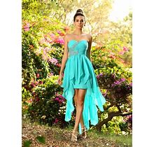 2024 Bridesmaid Dress A-Line Sweetheart Chiffon Blue High Low