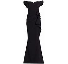 Chiara Boni La Petite Robe Women's Off-The-Shoulder Sweetheart Ruffled Gown - Black - Size 16