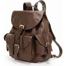 Amerileather Urban Buckle Flap Leather Backpack, Brown