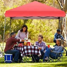 Gymax 10 ft. W X 10 ft. D Steel Pop-Up Canopy Metal/Steel/Soft-Top In Red | 100.8 H X 120 W X 120 D In | Wayfair GYM08189
