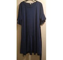 Gap Women's Blue Drop/Tie Waist Jersey Knit Short Sleeve Dress, Size