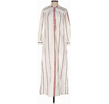 Madewell Casual Dress - A-Line High Neck 3/4 Sleeves: Ivory Stripes Dresses - Women's Size X-Small